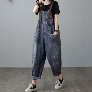 Women Fashion Casual Loose Denim Overalls