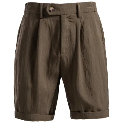 Men's Fashion Casual Summer Solid Color Cotton Stretch Shorts Mid-Waist Straight Fit