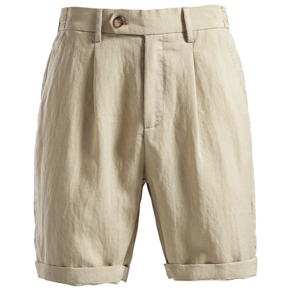 Men's Fashion Casual Summer Solid Color Cotton Stretch Shorts Mid-Waist Straight Fit