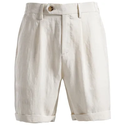 Men's Fashion Casual Summer Solid Color Cotton Stretch Shorts Mid-Waist Straight Fit