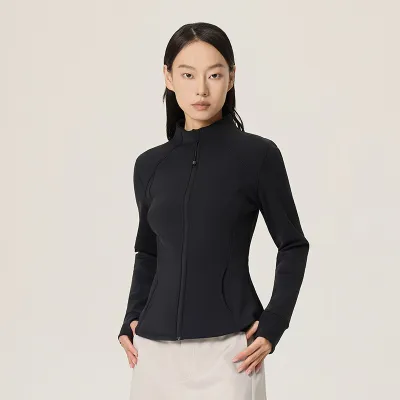 Women Fashion Casual Stand Collar Long-Sleeve Slim Fit Thin Sports Jacket