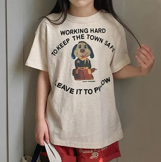Kids Girls Fashion Casual Summer Printed Short Sleeve Cotton T-Shirt