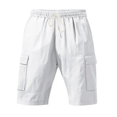 Men Fashion Casual Summer Multi-Pocket Drawstring Breathable Shorts