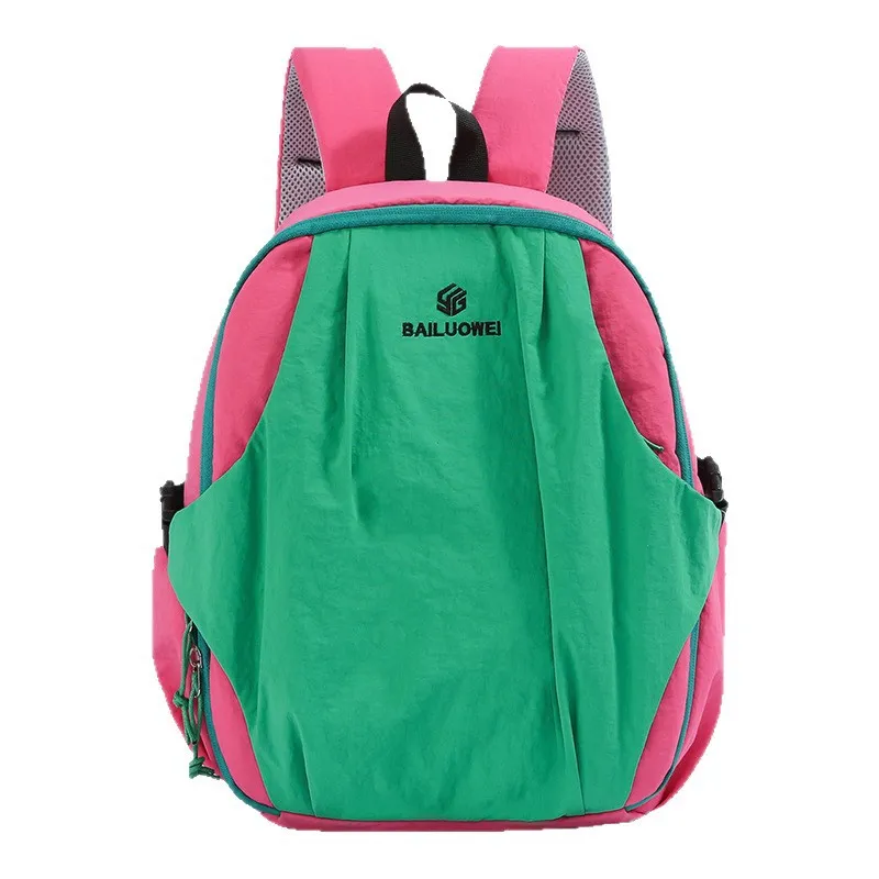 Fashion Casual Dopamine Color Stitching Large Capacity Nylon Backpack