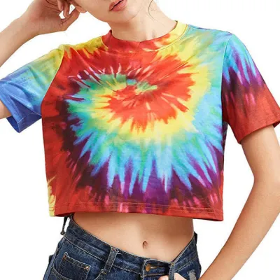 Women Fashion Casual Summer Tie-Dye Short-Sleeve T-Shirt