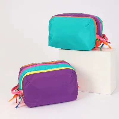Fashion Casual Dopamine Multicolor Waterproof Nylon Multi-Layer Cosmetic Bag