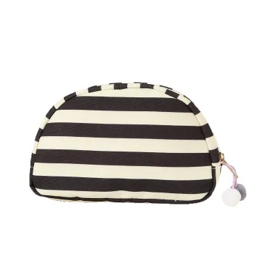 Fashion Casual Dopamine Color Stripe Semicircle Shell Canvas Makeup Bag