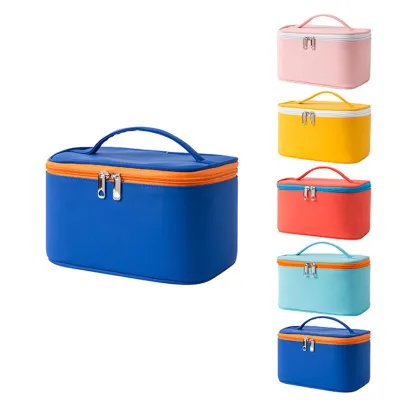Fresh Sweet Dopamine Color PU Portable Waterproof Cosmetic Bag Multi-Functional Storage