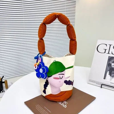 Fashion Casual Cartoon Canvas Large Capacity Shoulder Bag