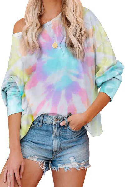 Women Fashion Casual Spring Tie-Dye Long-Sleeve Loose Sweatshirt