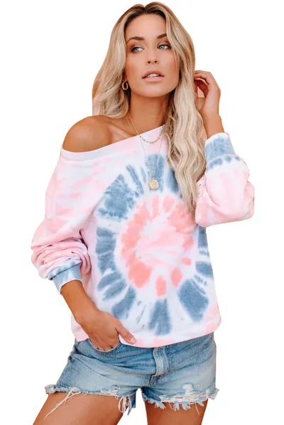 Women Fashion Casual Spring Tie-Dye Long-Sleeve Loose Sweatshirt