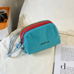 Fashion Casual Dopamine Color Contrast Nylon Waterproof Large Capacity Small Square Crossbody Bag