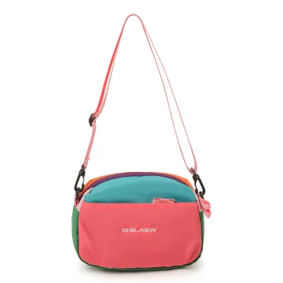 Fashion Casual Dopamine Color Large Capacity Nylon Crossbody Bag with Zipper