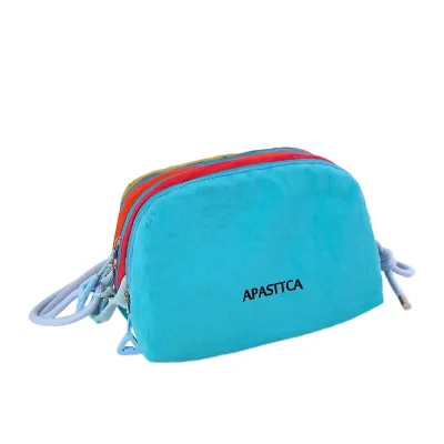 Fashion Dopamine Color Contrast Nylon Multi-Pocket Crossbody Bag with Adjustable Strap