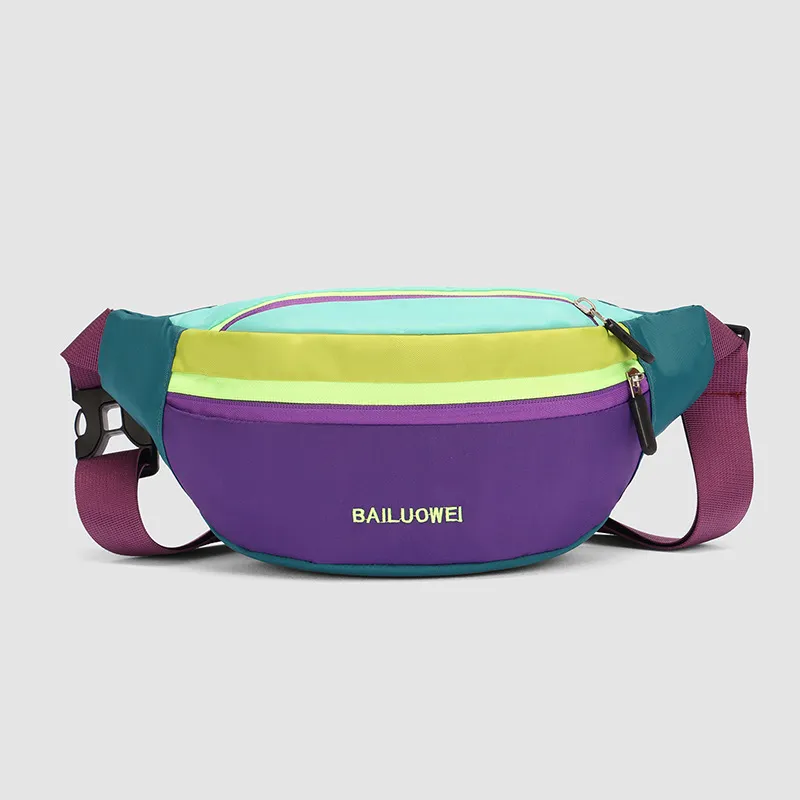 Fashion Casual Dopamine Color Portable Nylon Crossbody Bag with Zipper