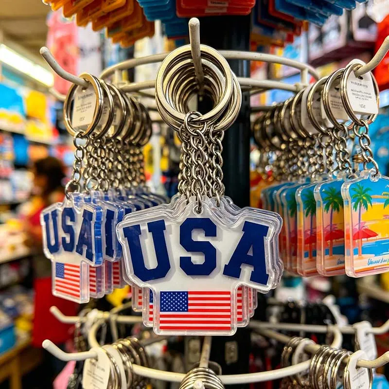 Stylish USA Flag Acrylic Keychain Jewelry Keychain