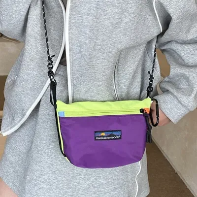 Fashion Casual Dopamine Contrast Color Water-Repellent Small Satchel Portable Crossbody Bag
