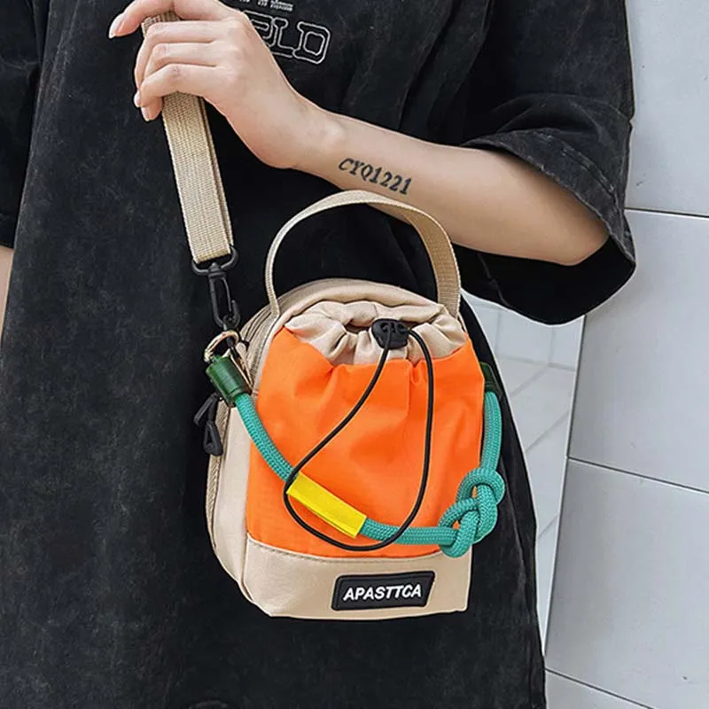 Fashion Casual Dopamine Contrast Color Large Capacity Multifunctional Nylon Crossbody Bag