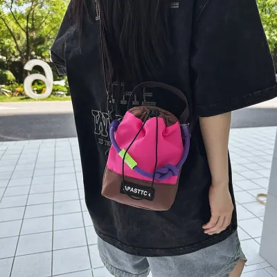 Fashion Casual Dopamine Contrast Color Large Capacity Multifunctional Nylon Crossbody Bag