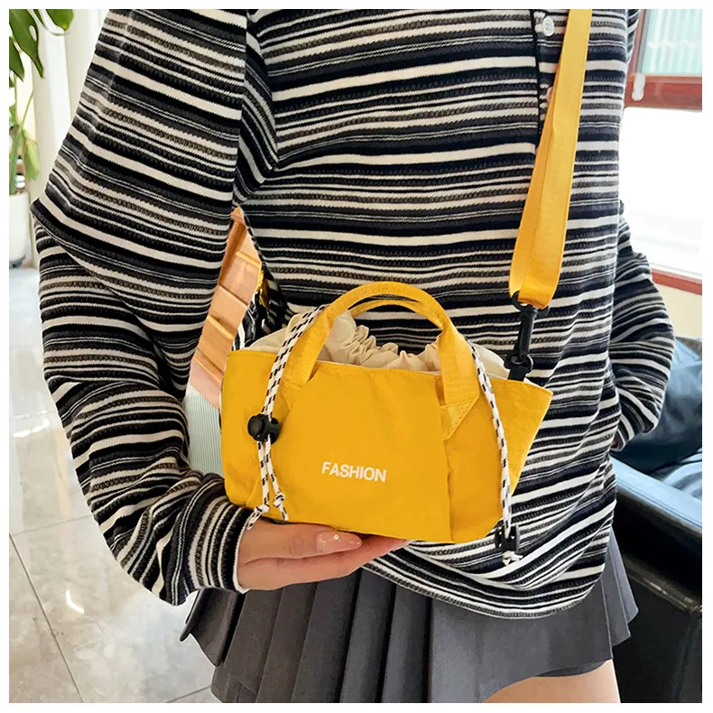 Fashion Casual Dopamine Waterproof Nylon Drawstring Crossbody Bag