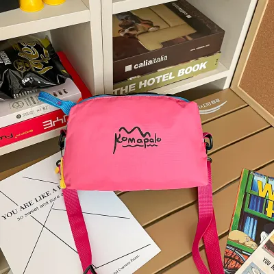 Fashion Casual Contrast Color Dopamine Small Square Nylon Crossbody Bag