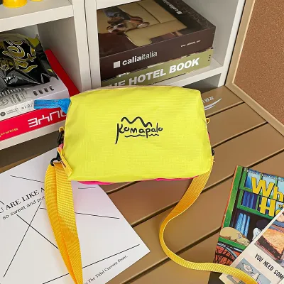 Fashion Casual Contrast Color Dopamine Small Square Nylon Crossbody Bag