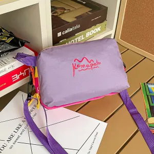 Fashion Casual Contrast Color Dopamine Small Square Nylon Crossbody Bag