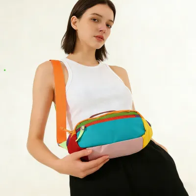 Fashion Casual Dopamine Multicolor Waterproof Multifunctional Portable Nylon Crossbody Bag