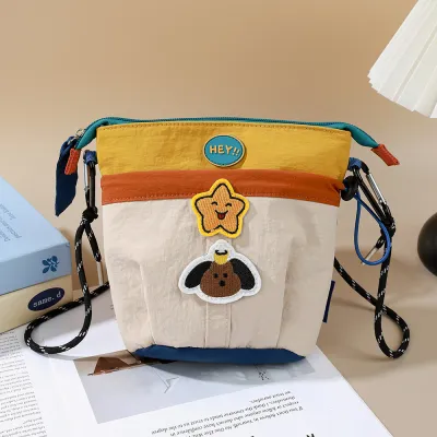 Fashion Casual Dopamine Contrast Color Waterproof Nylon Crossbody Bag for Women