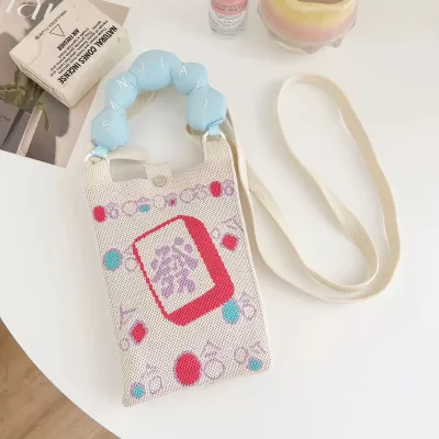 Women Fashion Casual Knitted Dopamine Color-Block Crossbody Bag