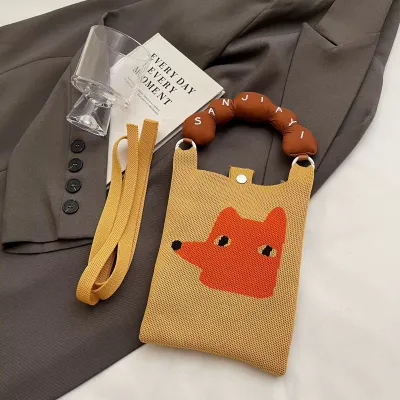 Women Fashion Casual Knitted Dopamine Color-Block Crossbody Bag