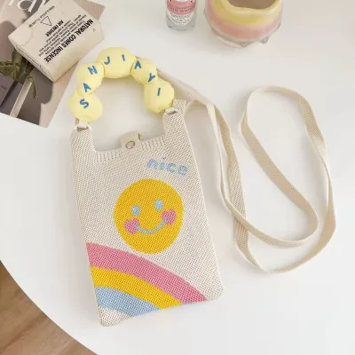 Women Fashion Casual Knitted Dopamine Color-Block Crossbody Bag