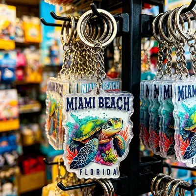 Stylish Turtle Miami Acrylic Keychain Jewelry Keychains