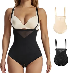 Women Fashion Solid Color Belly-Tinting High Waist Hip-Lifting Bodysuit Shapewear