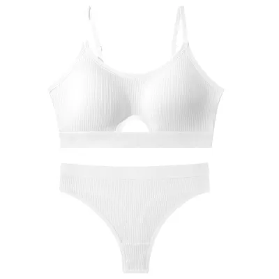 Women Fashion Sexy Contrast Color Push-Up With Chest Pad Bra Underwear Set