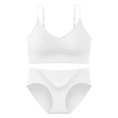 Women Fashion Casual Solid Color Thread Adjustable Bra Underwear Set