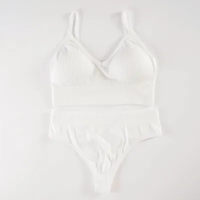 Women Fashion Simple Solid Color Bra Underwear Set