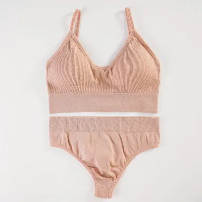Women Fashion Simple Solid Color Bra Underwear Set