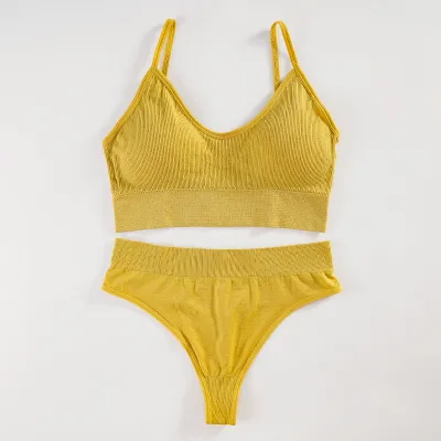 Women Fashion Simple Solid Color Bra Underwear Set
