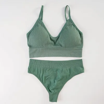 Women Fashion Simple Solid Color Bra Underwear Set