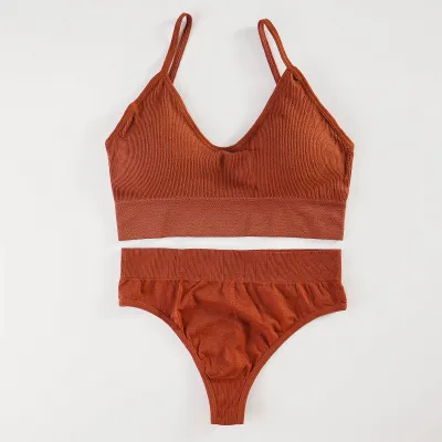 Women Fashion Simple Solid Color Bra Underwear Set