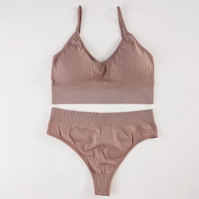 Women Fashion Simple Solid Color Bra Underwear Set