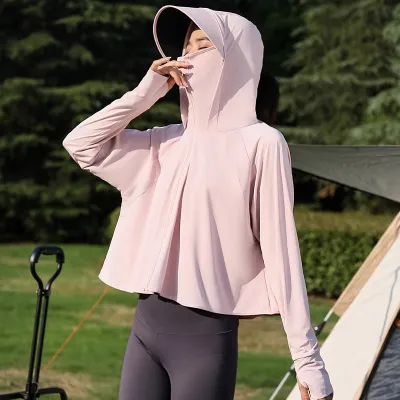 Women Fashion Casual Summer Solid Color Ice Silk Removable Black Rubber Hat UPF 50+ Sun Protection Clothing