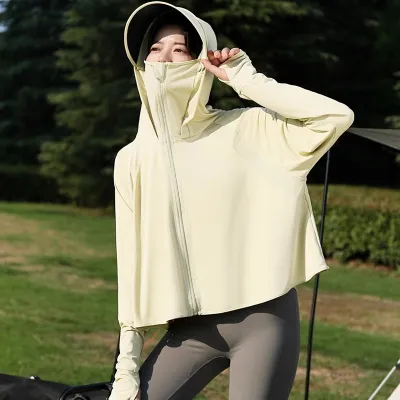 Women Fashion Casual Summer Solid Color Ice Silk Removable Black Rubber Hat UPF 50+ Sun Protection Clothing