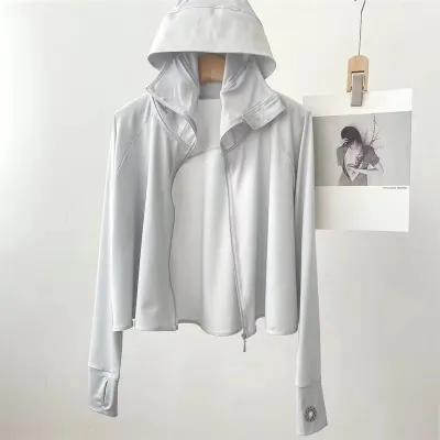 Women Fashion Casual Summer Solid Color Ice Silk Breathable UPF 50+ Sun Protection Clothing