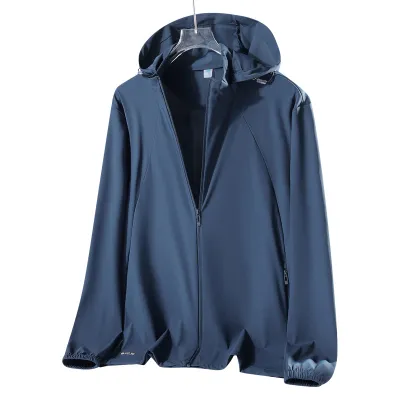 Men Fashion Casual Summer Solid Color Thin Breathable Quick-Drying UPF 50+ Sun Protection Clothing