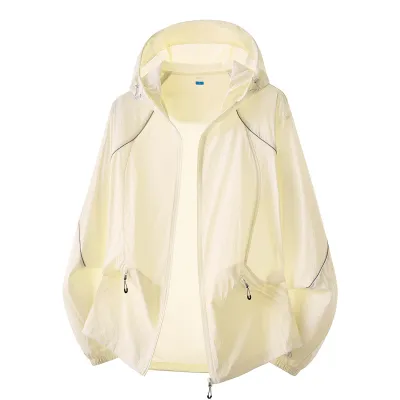 Fashion Casual Solid Color Ice Silk Long-Sleeve With Hat UPF 50+ Sun Protection Clothing