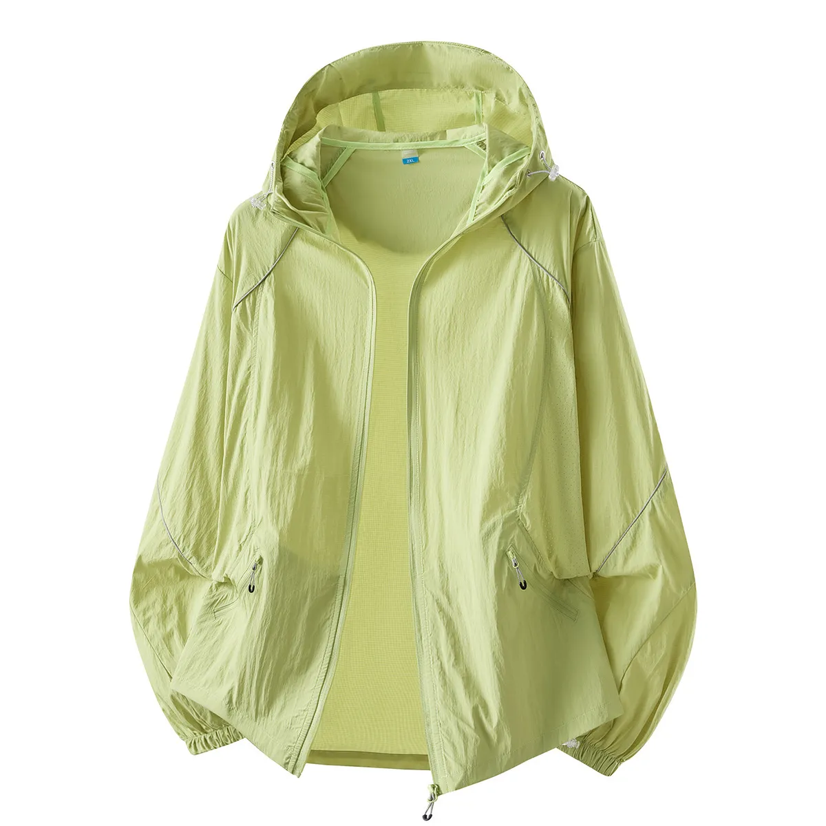 Fashion Casual Solid Color Ice Silk Long-Sleeve With Hat UPF 50+ Sun Protection Clothing