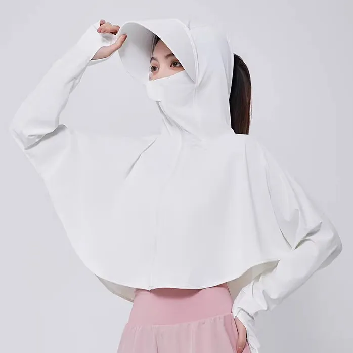 Women Fashion Casual Summer Solid Color Ice Silk Long Sleeve Thin UPF 50+ Sun Protection Clothing