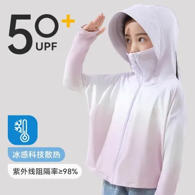 Kids Boys And Girls Fashion Casual Gradual Color Ice Silk Cool UPF 50+ Sun Protection Coat